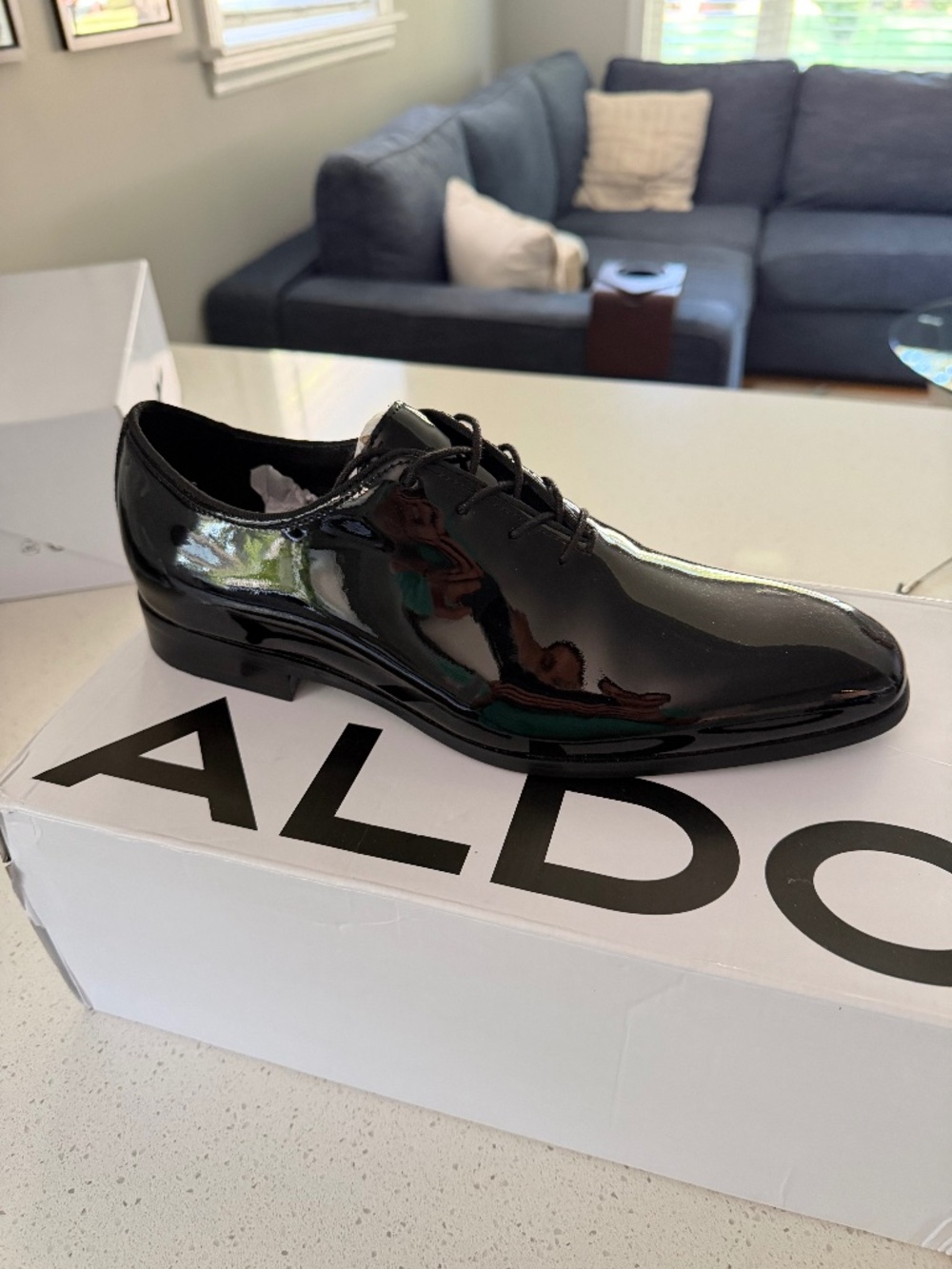 Never worn Devito ALDO patent leather black dress shoes
